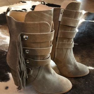 Fringe booties- never worn